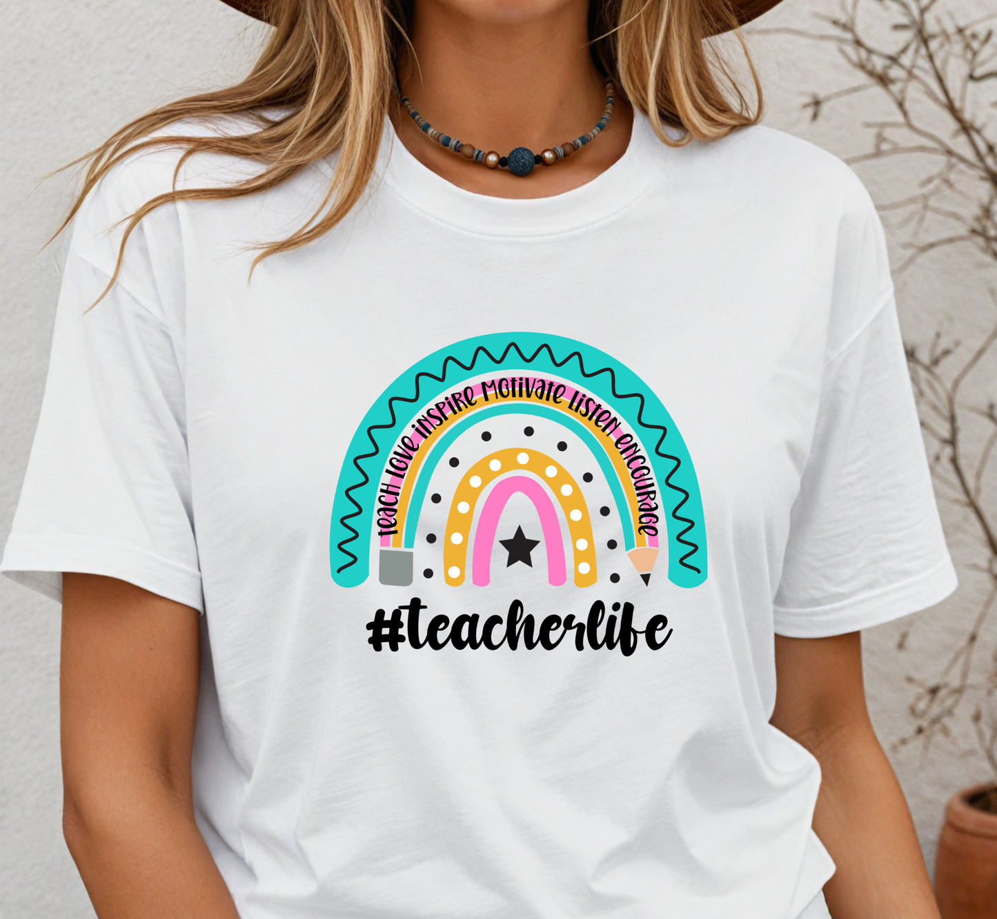 Teacher Pencil Rainbow Tee, Teacher Life T-Shirt, #teacherlife, Inspirational Teacher Shirt