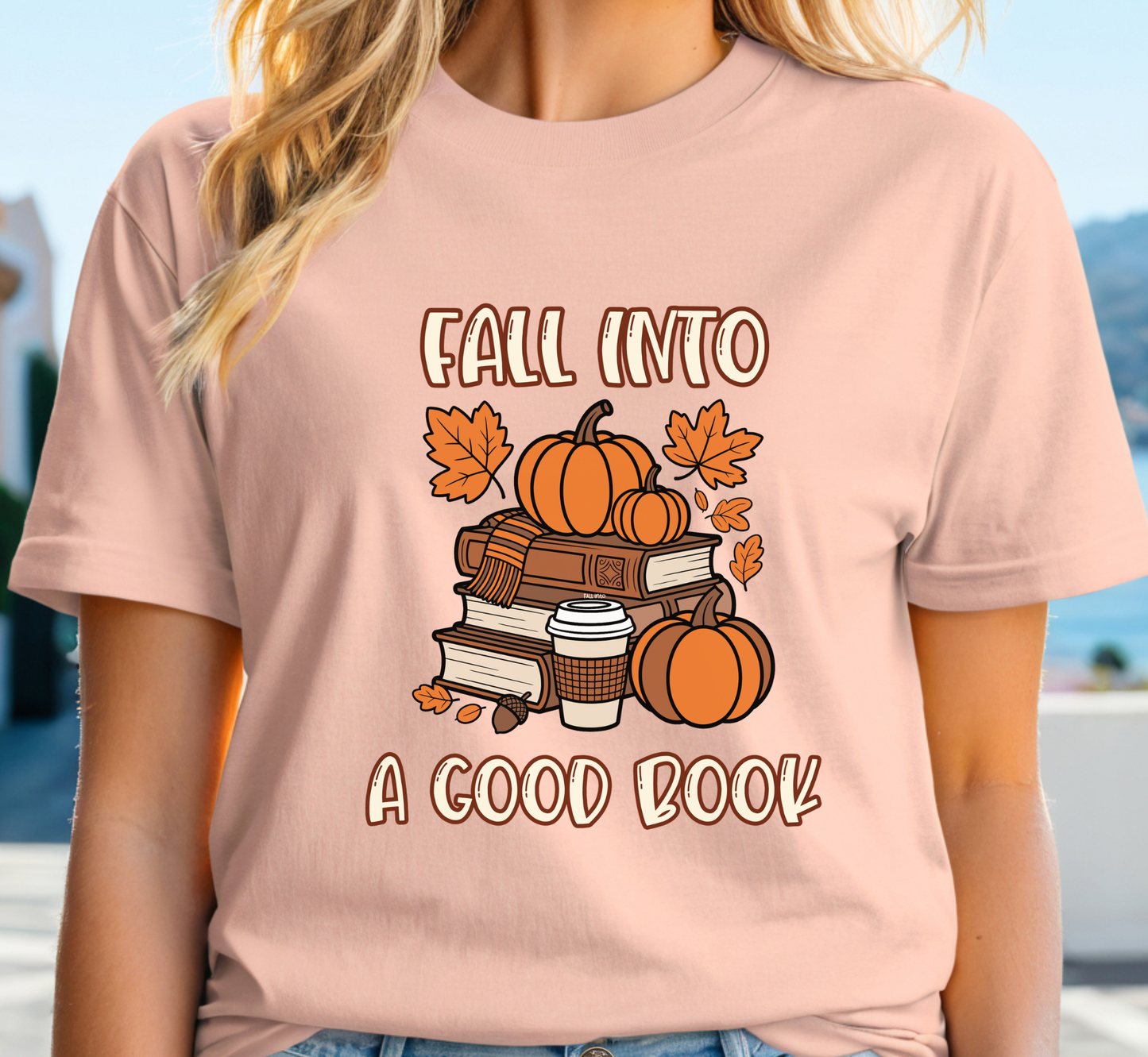 Fall Into A Good Book Tee, Autumn Book Lover T-Shirt, Cozy Fall Book Reading Shirt
