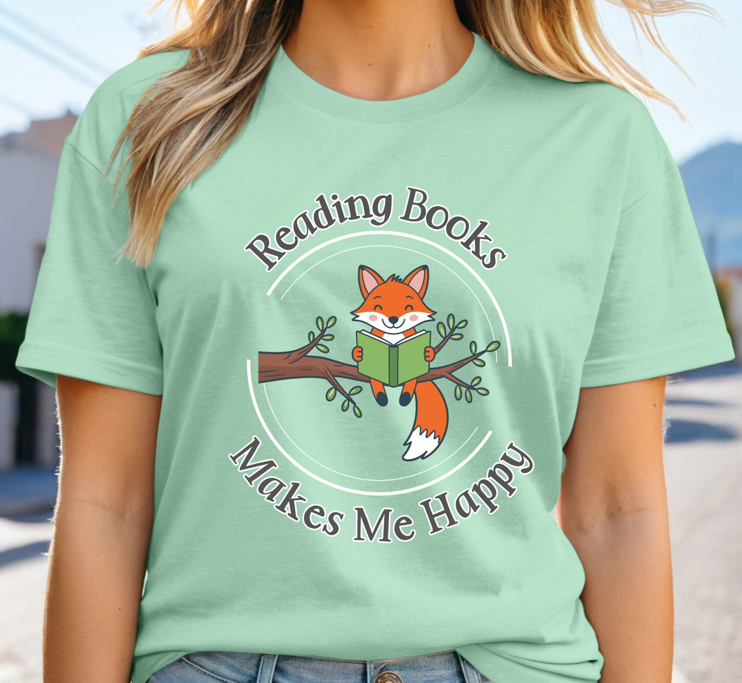 Reading Books Makes Me Happy Tee, Fox Reading Book T-Shirt, Book Lover Shirt