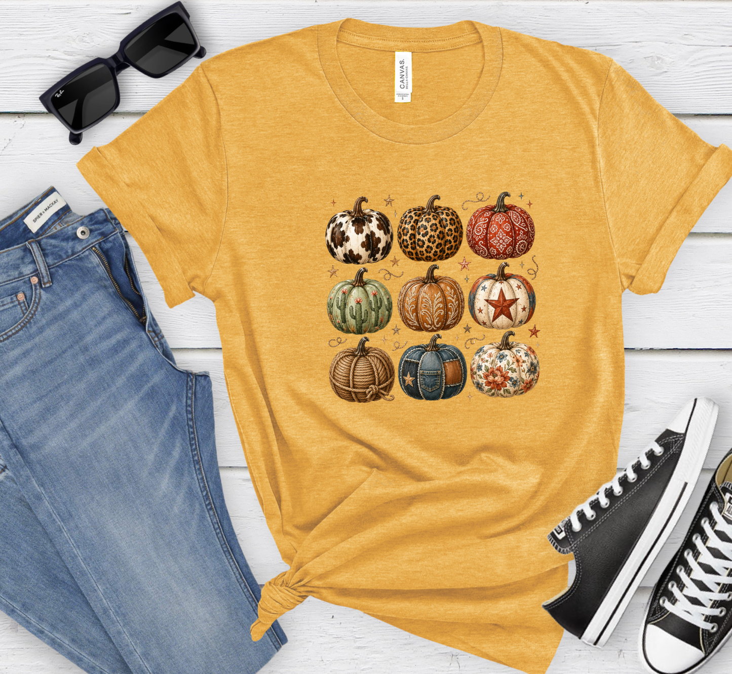 Fall Western Pumpkins Tee, Autumn Cowgirl Pumpkin T-Shirt