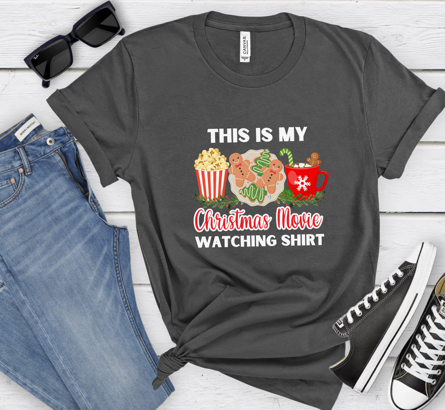 This Is My Christmas Movie Watching Shirt, Unisex Christmas Tee, Christmas Movies T-Shirt, Cozy Holiday Movie Tee