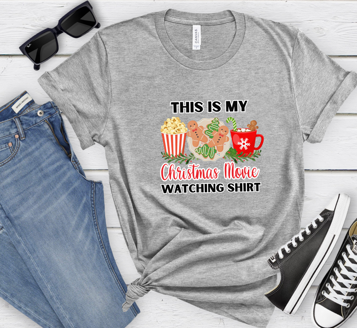This Is My Christmas Movie Watching Shirt, Unisex Christmas Tee, Christmas Movies T-Shirt, Cozy Holiday Movie Tee