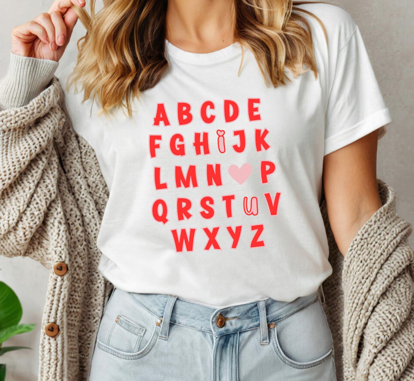 Valentine Alphabet Teacher T-Shirt, Valentine's Day Shirt, I Love You Tee