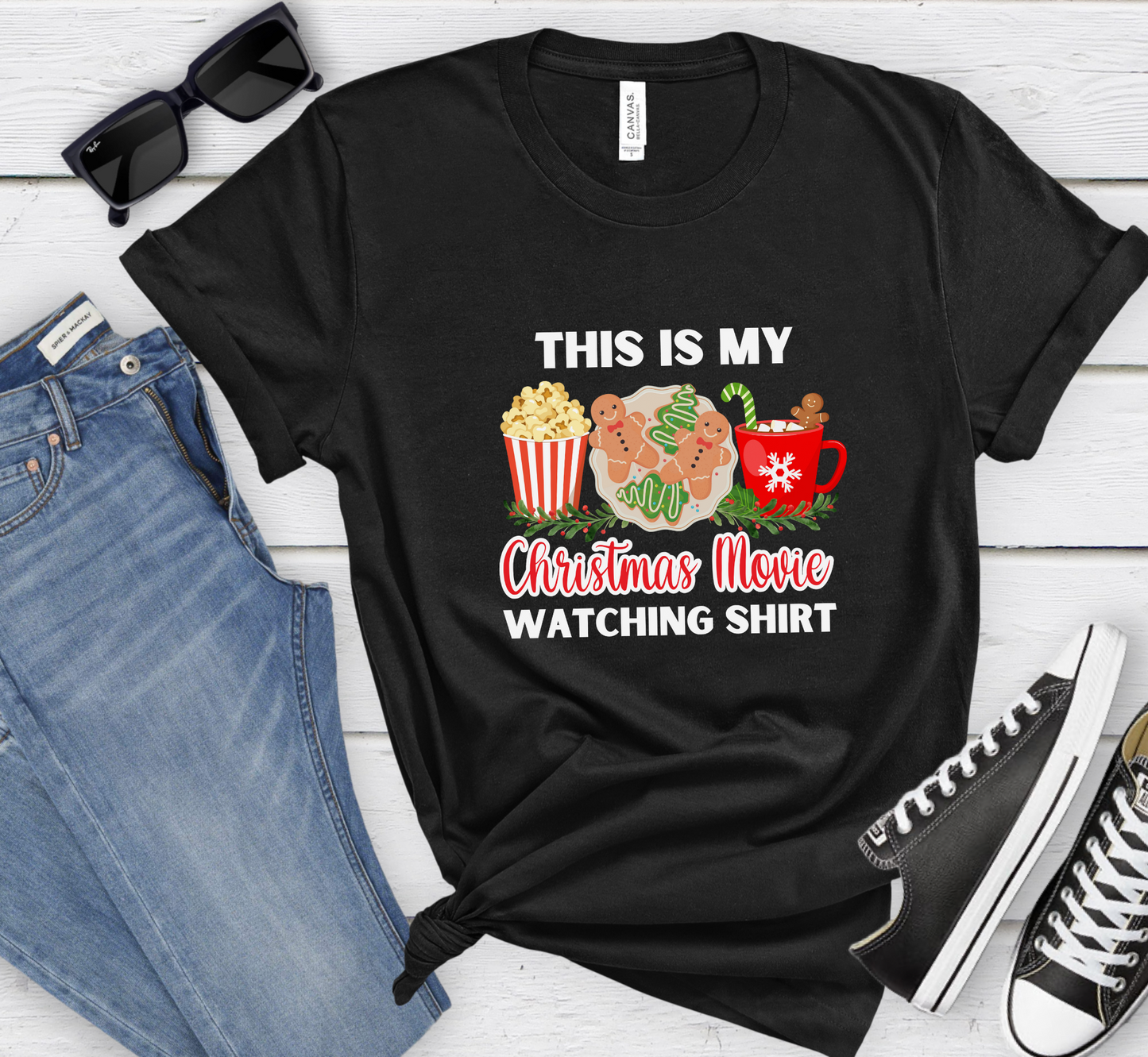 This Is My Christmas Movie Watching Shirt, Unisex Christmas Tee, Christmas Movies T-Shirt, Cozy Holiday Movie Tee