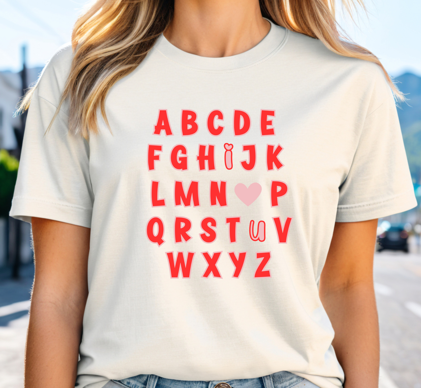 Valentine Alphabet Teacher T-Shirt, Valentine's Day Shirt, I Love You Tee