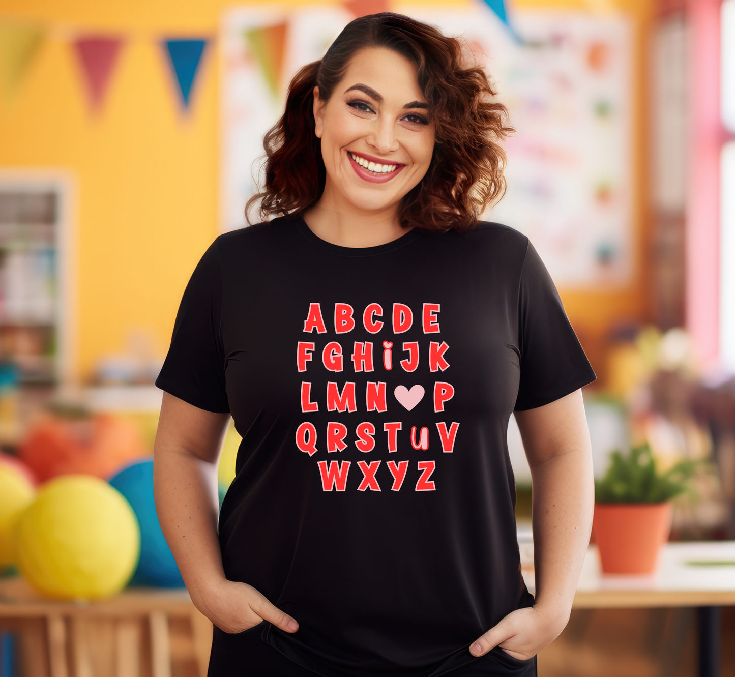 Valentine Alphabet Teacher T-Shirt, Valentine's Day Shirt, I Love You Tee