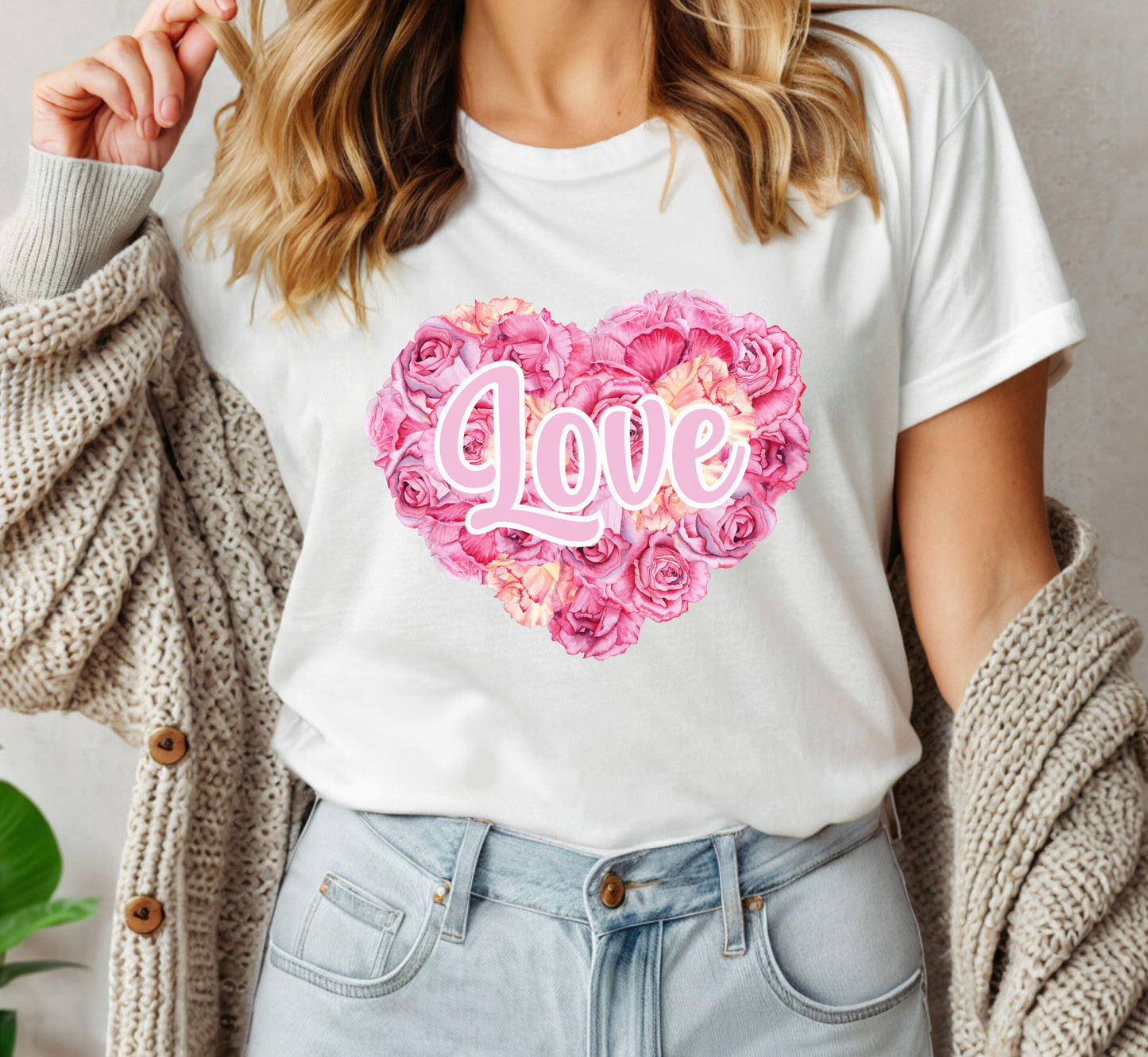 Valentine Rose Petal Heart Tee, Valentine's Day T-Shirt