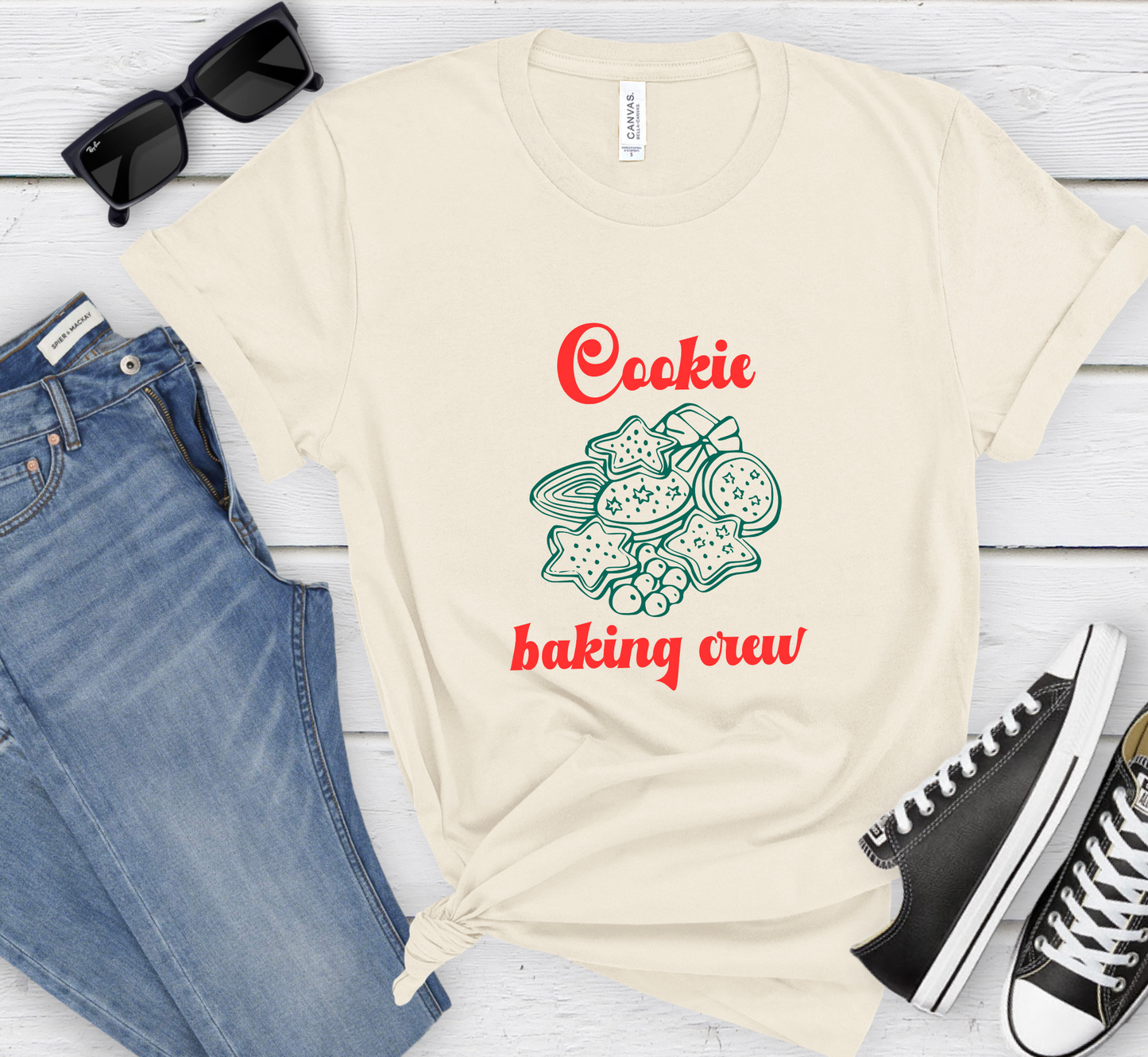 Cookie Baking Crew T-Shirt, Christmas Cookies Tee, Unisex Holiday Baking Shirt, Christmas Pajama Shirt