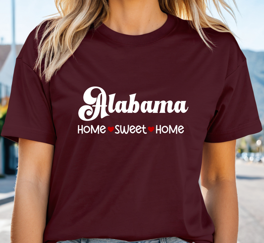 Alabama T-Shirt, Alabama Home Sweet Home Tee, Unisex US State Shirt