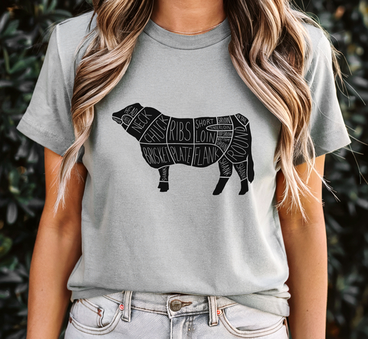 Beef Cuts T-Shirt, Cattle Ranching Tee, Rancher Tee, BBQ Enthusiast Tee, Butcher T-Shirt