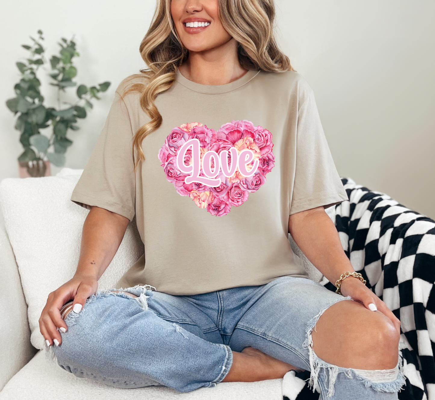 Valentine Rose Petal Heart Tee, Valentine's Day T-Shirt
