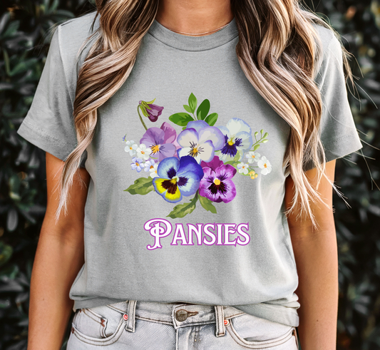 Pansy Flower T-Shirt, Pansies Floral Tee, Flower Gardener Tee, Flower Lover Shirt