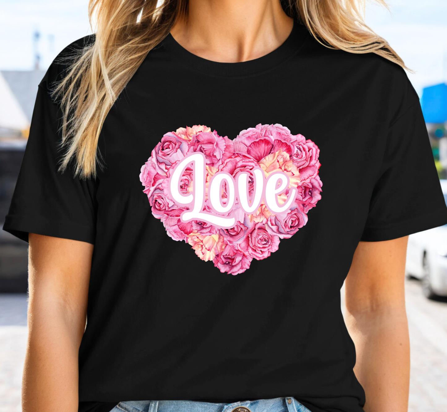 Valentine Rose Petal Heart Tee, Valentine's Day T-Shirt