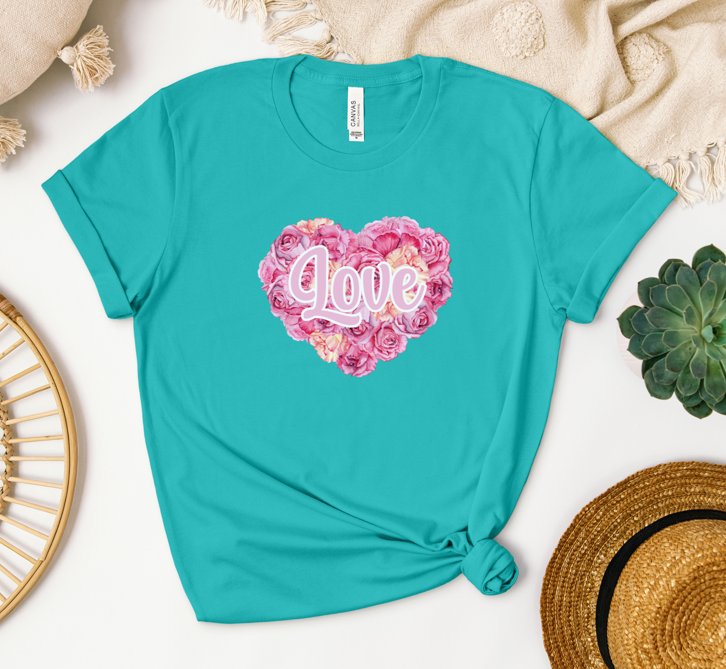 Valentine Rose Petal Heart Tee, Valentine's Day T-Shirt