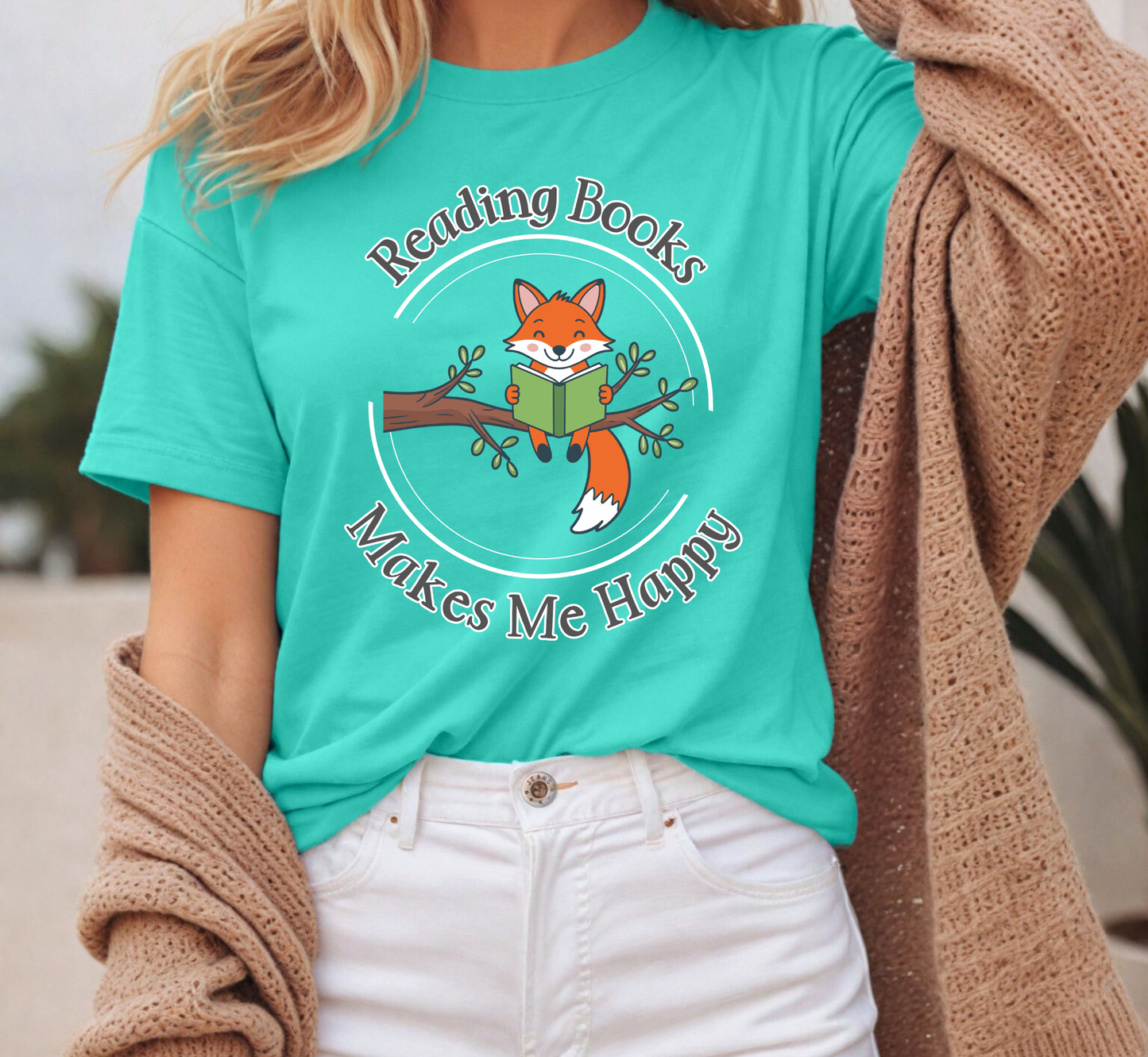 Reading Books Makes Me Happy Tee, Fox Reading Book T-Shirt, Book Lover Shirt