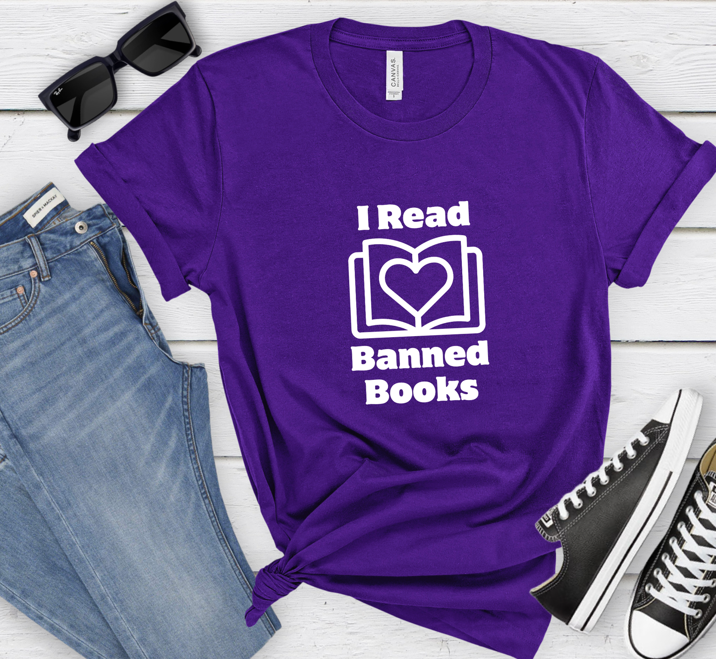 I Read Banned Books Tee, Book Lover T-Shirt, Support Libraries Tee,  Bookish Teacher Shirt