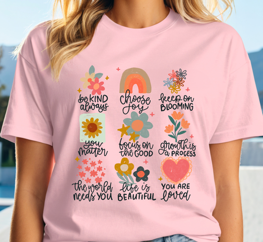Positive Message Doodle Tee, Boho Doodles Shirt, Inspirational T-Shirt