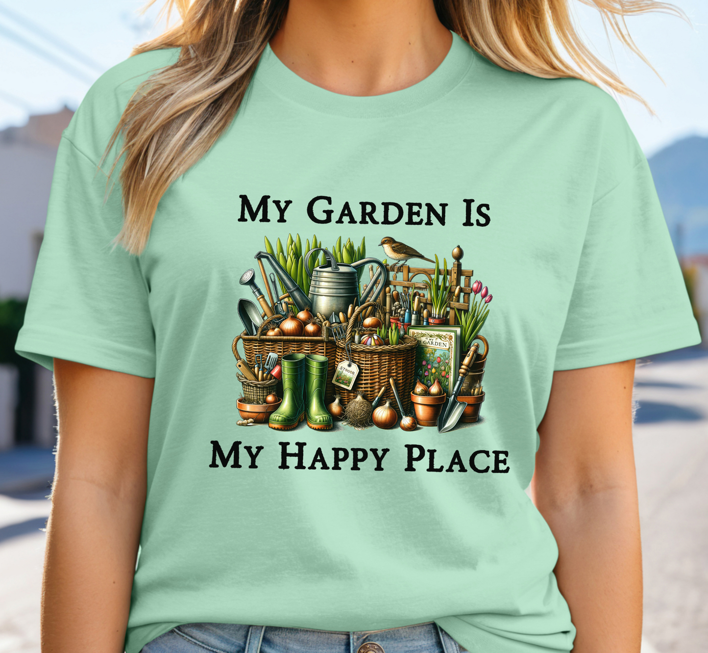 My Garden Is My Happy Place T-Shirt,  Garden Lover Tee, Gardening Makes Me Happy,  Gift for Gardener