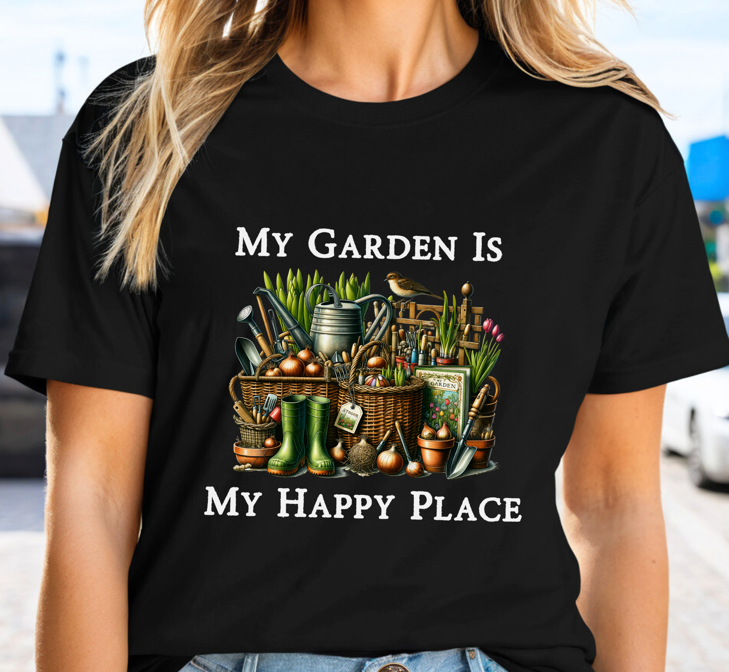 My Garden Is My Happy Place T-Shirt,  Garden Lover Tee, Gardening Makes Me Happy,  Gift for Gardener
