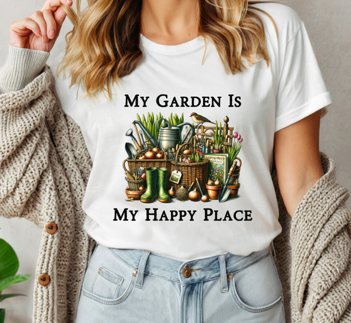 My Garden Is My Happy Place T-Shirt,  Garden Lover Tee, Gardening Makes Me Happy,  Gift for Gardener