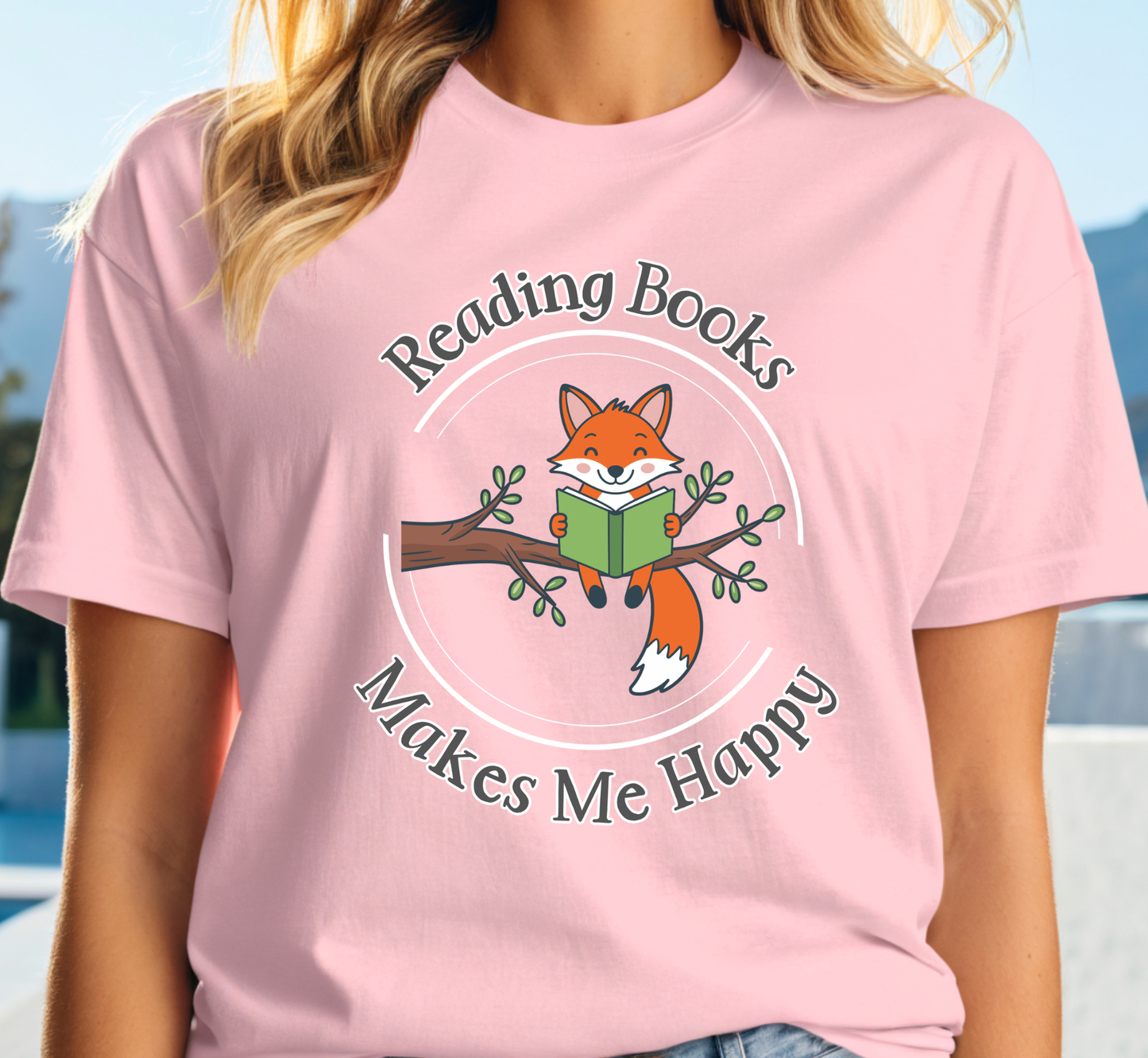 Reading Books Makes Me Happy Tee, Fox Reading Book T-Shirt, Book Lover Shirt