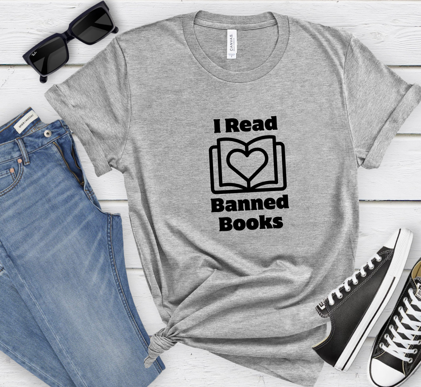 I Read Banned Books Tee, Book Lover T-Shirt, Support Libraries Tee,  Bookish Teacher Shirt