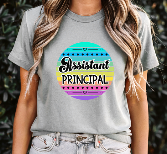 Retro Rainbow Assistant Principal Tee, School Admin T-Shirt