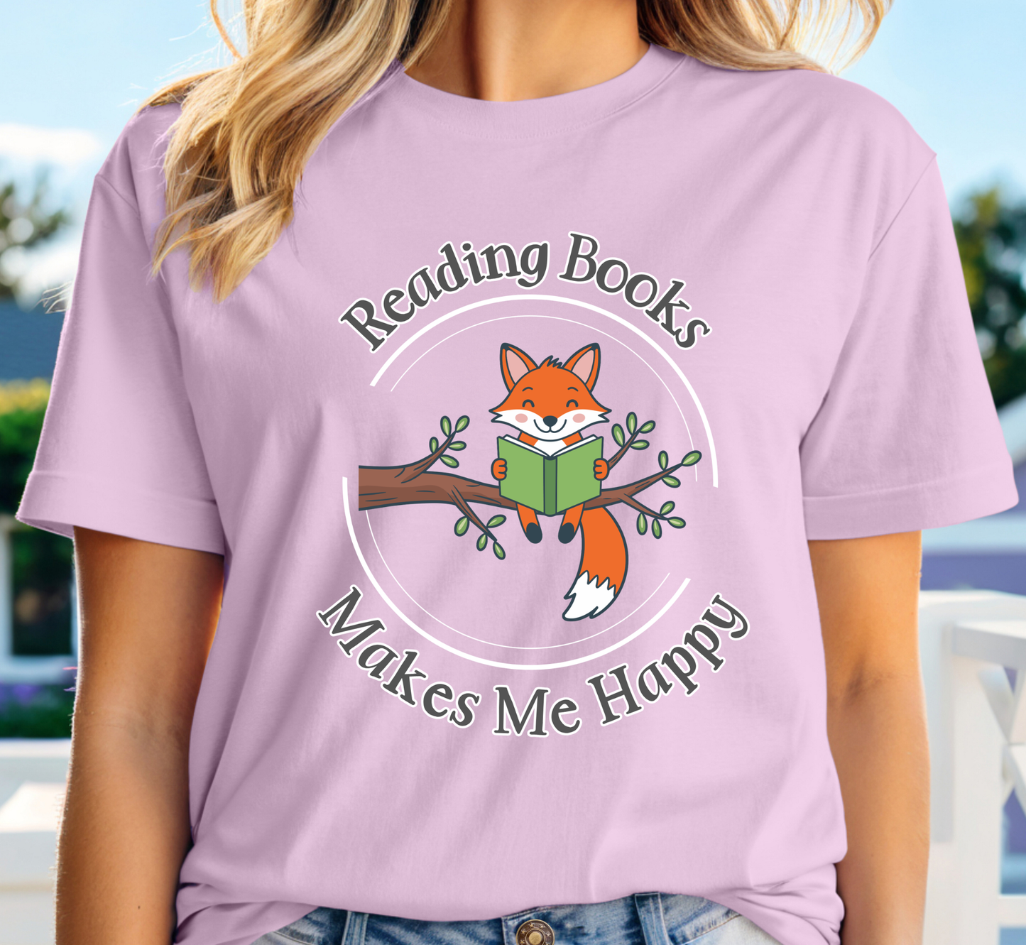 Reading Books Makes Me Happy Tee, Fox Reading Book T-Shirt, Book Lover Shirt