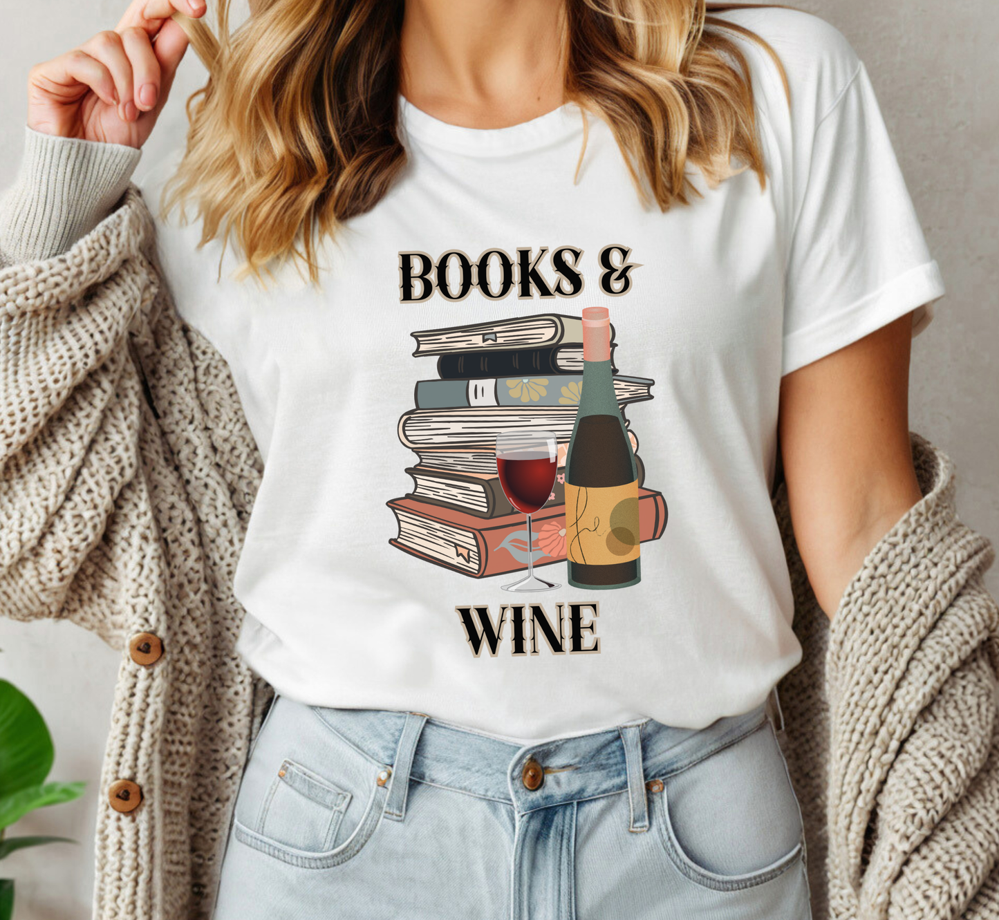 Books and Wine T-Shirt, Book Lover Tee, Wine Lover Shirt, Bookish Tee