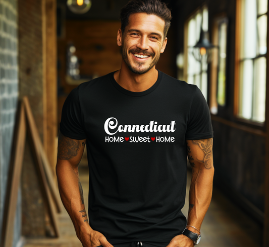 Connecticut T-Shirt, Connecticut Home Sweet Home Tee, Unisex US State Shirt