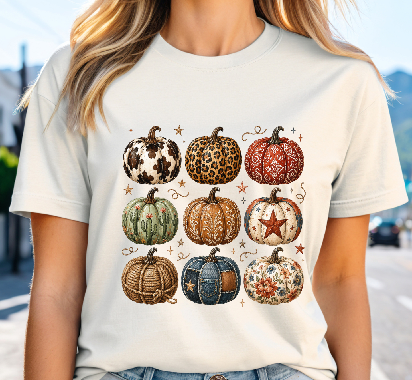Fall Western Pumpkins Tee, Autumn Cowgirl Pumpkin T-Shirt