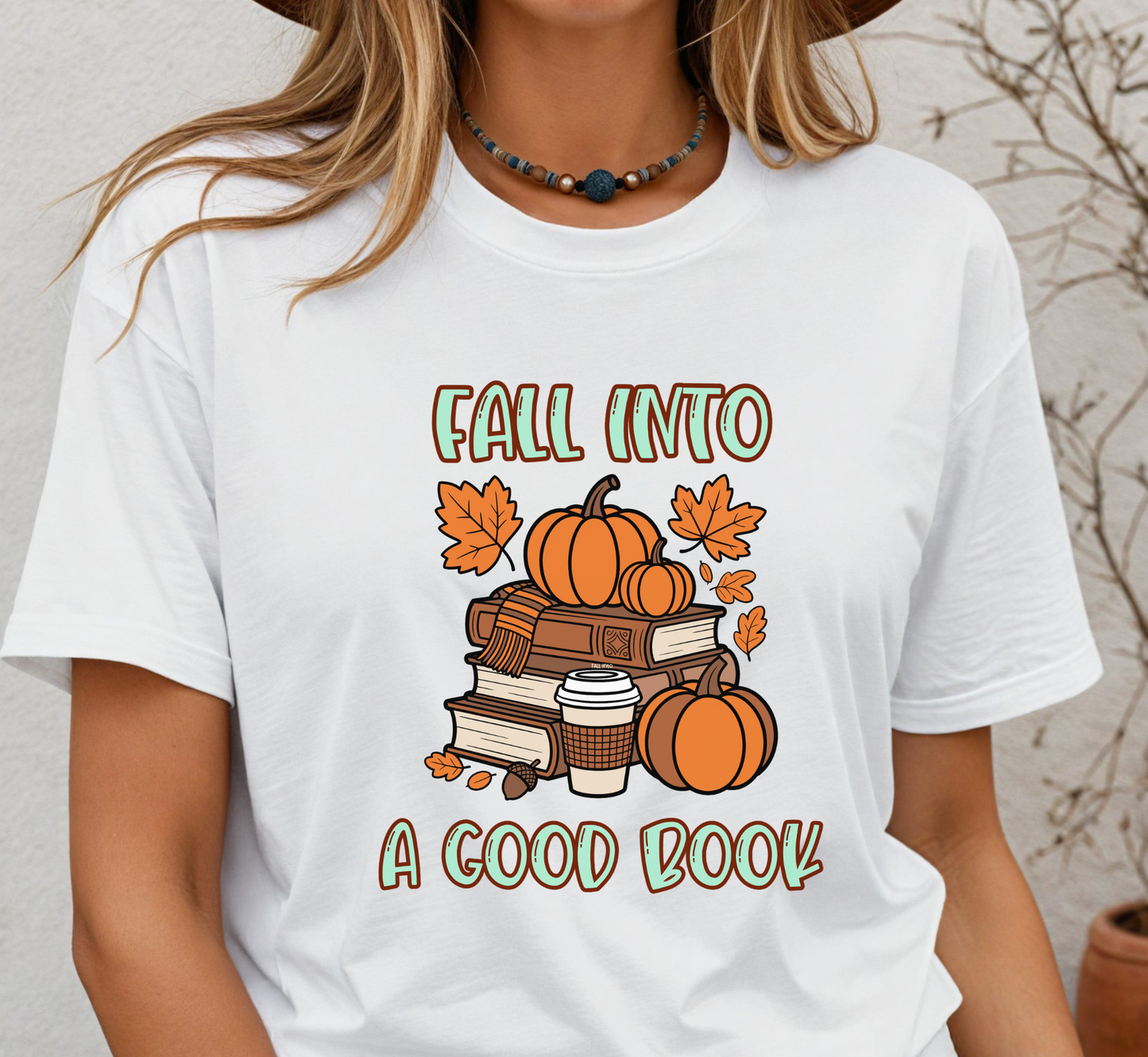 Fall Into A Good Book Tee, Autumn Book Lover T-Shirt, Cozy Fall Book Reading Shirt