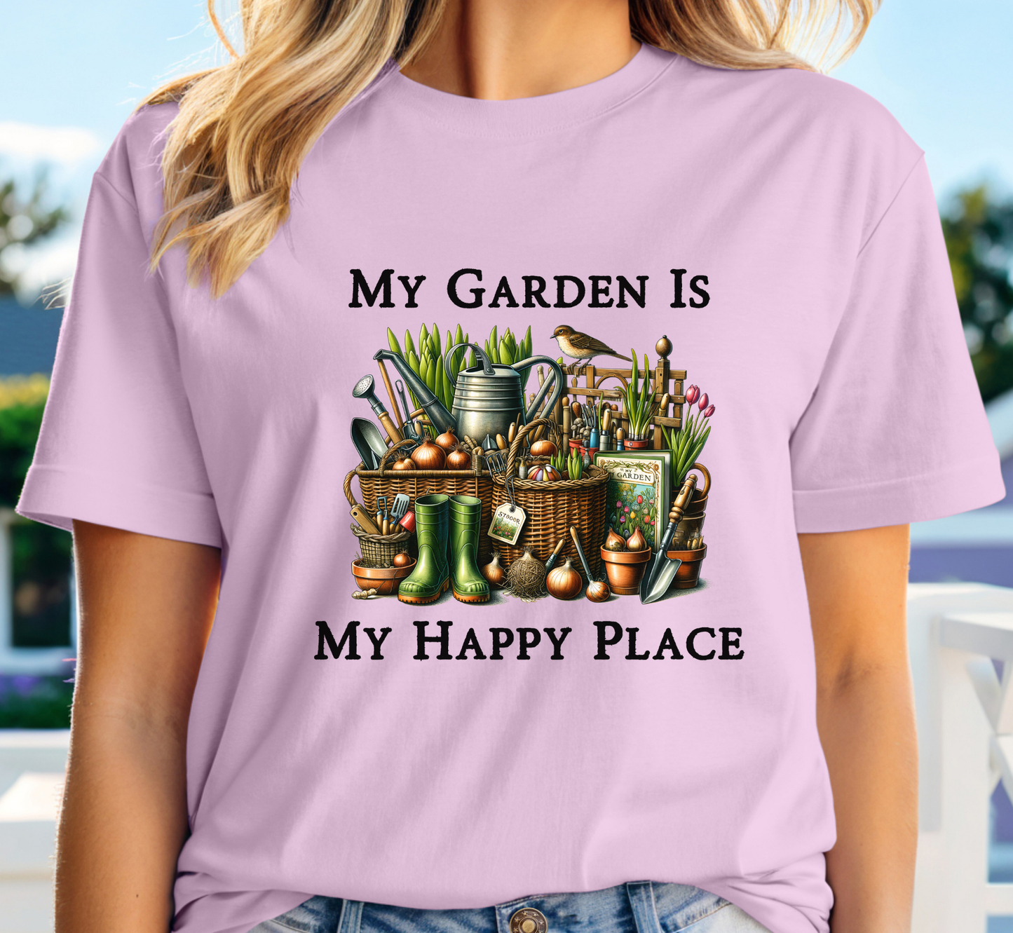My Garden Is My Happy Place T-Shirt,  Garden Lover Tee, Gardening Makes Me Happy,  Gift for Gardener