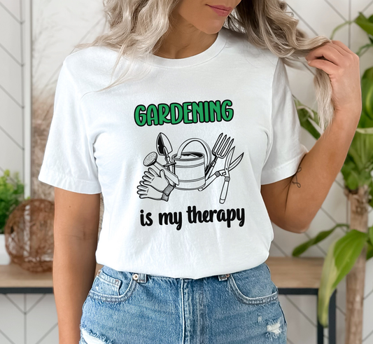 Gardening is My Therapy T-Shirt, Garden Lover Tee, Gift for Gardener