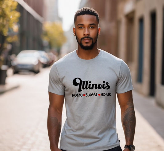Illinois T-Shirt, Illinois Home Sweet Home Tee, Unisex US State Shirt