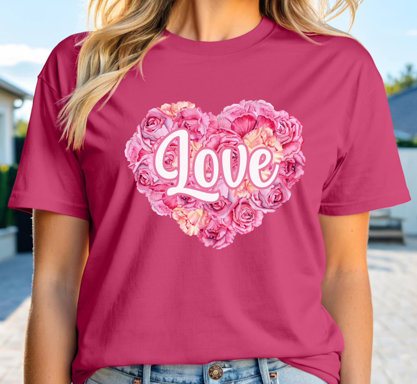 Valentine Rose Petal Heart Tee, Valentine's Day T-Shirt