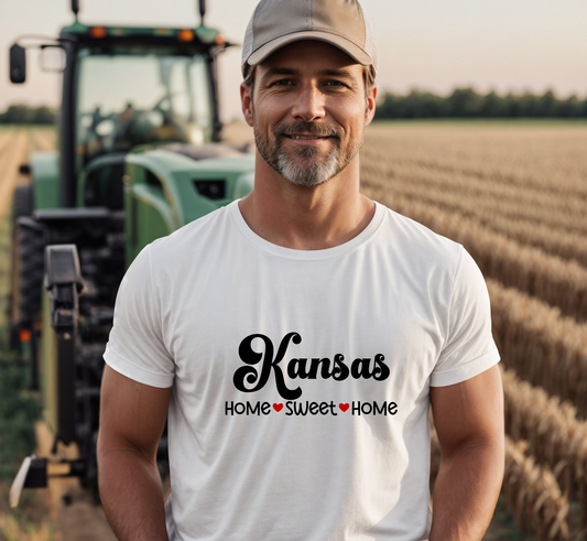 Kansas T-Shirt, Kansas Home Sweet Home Tee, Unisex US State Shirt