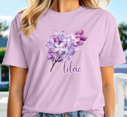 Purple Lilac T-Shirt, Women's Lilac Flower Shirt, Flower Lover Tee