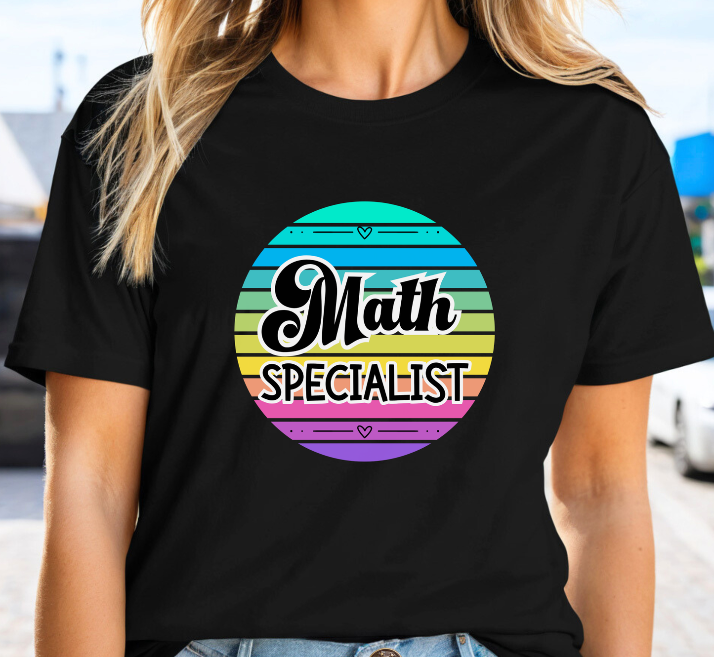 Retro Rainbow Math Specialist Tee, School Specialists T-Shirt