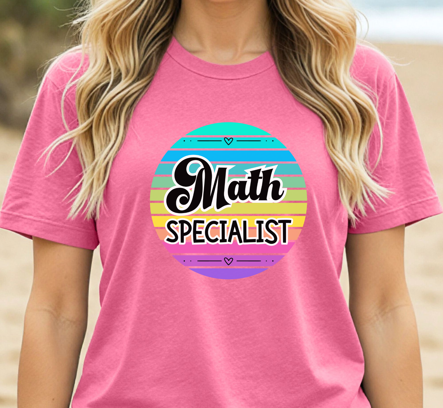 Retro Rainbow Math Specialist Tee, School Specialists T-Shirt