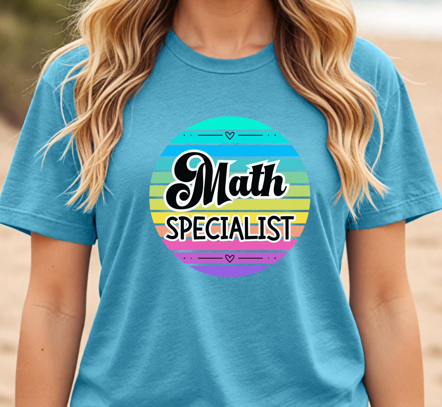 Retro Rainbow Math Specialist Tee, School Specialists T-Shirt