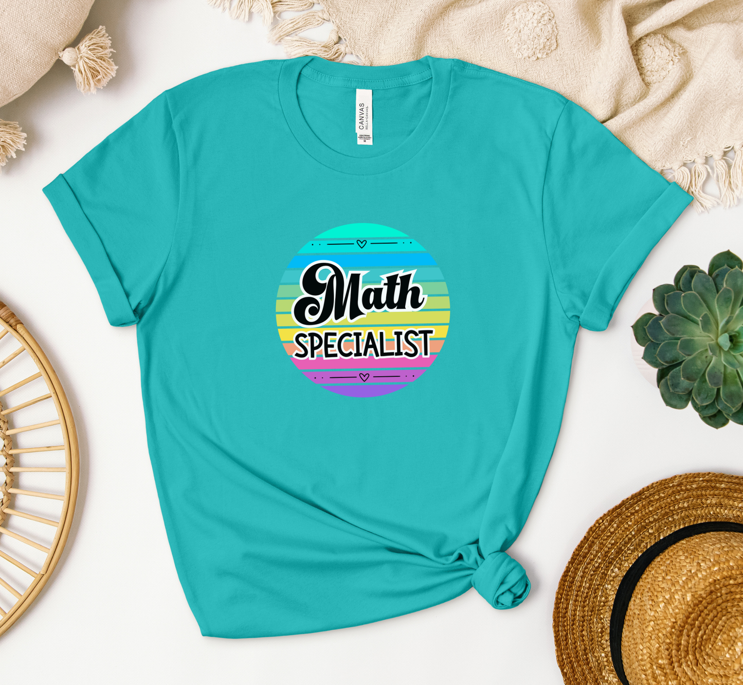 Retro Rainbow Math Specialist Tee, School Specialists T-Shirt
