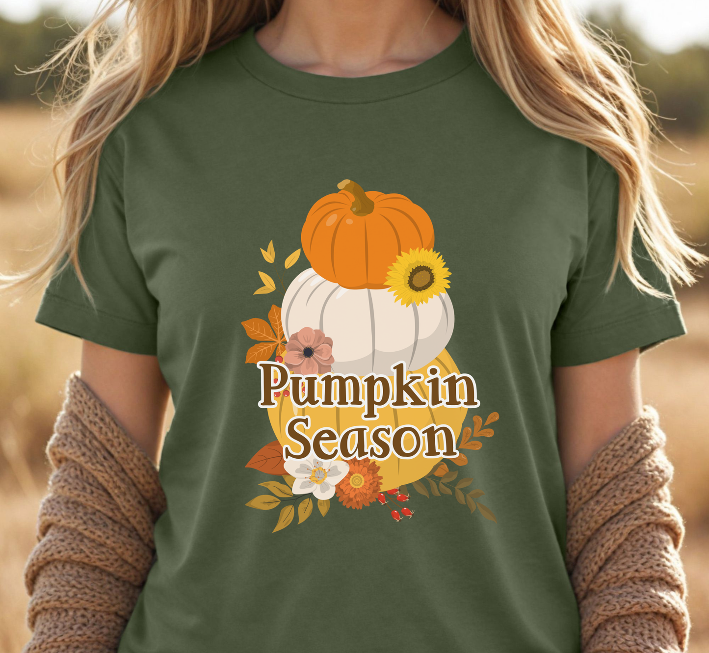 Pumpkin Season T-Shirt, Pumpkins and Flowers Tee, Floral Fall Season Shirt, Fall Lover, Autumn Lover