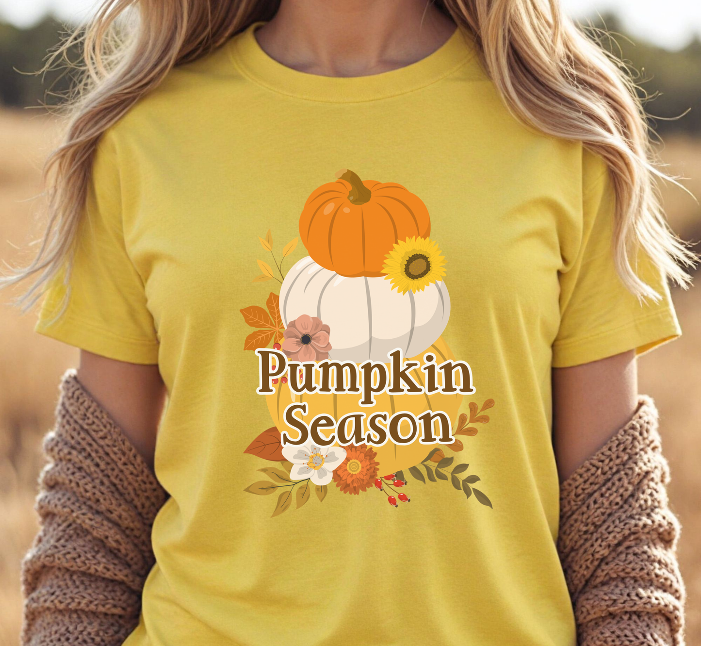 Pumpkin Season T-Shirt, Pumpkins and Flowers Tee, Floral Fall Season Shirt, Fall Lover, Autumn Lover