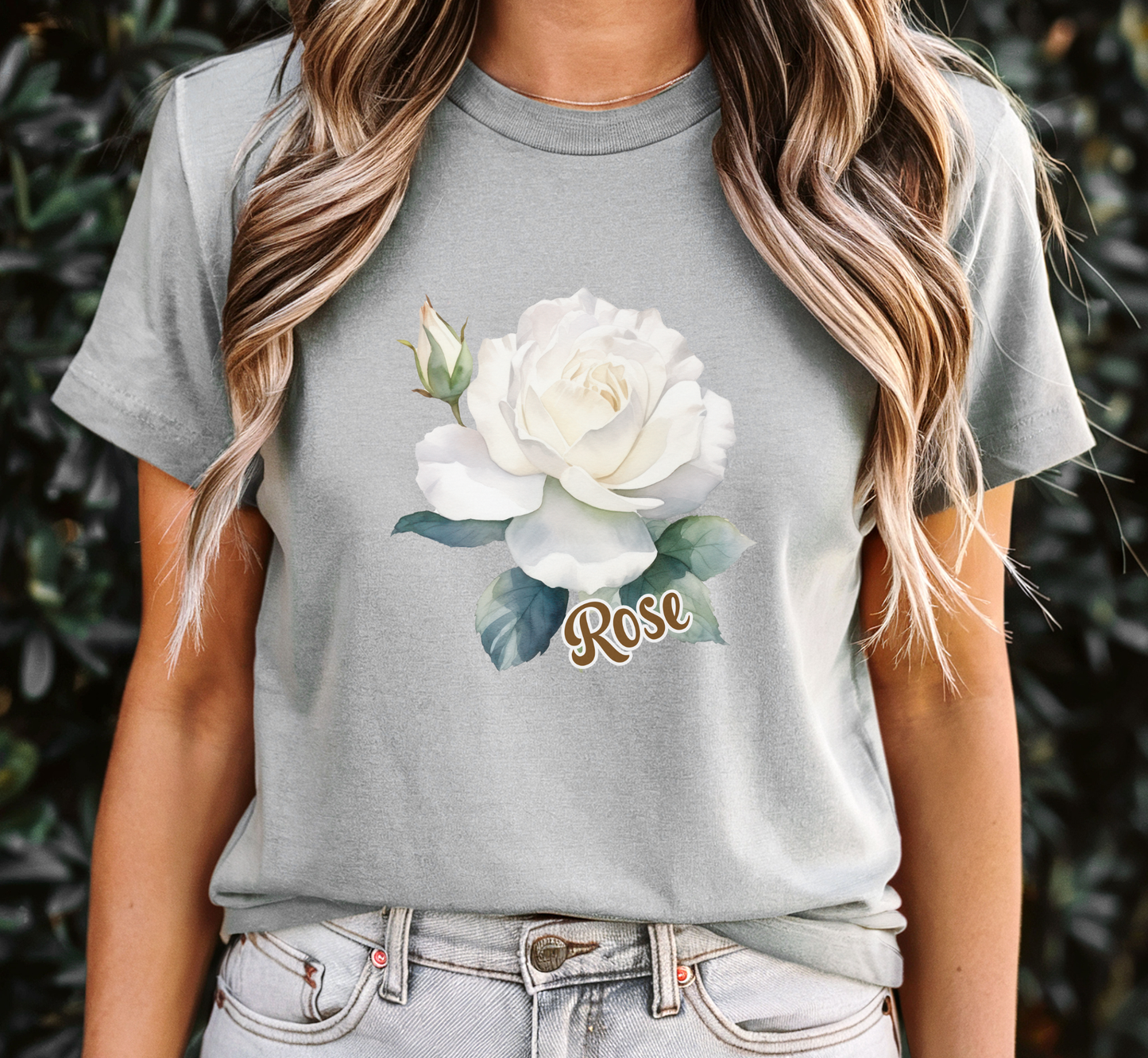 White Rose Flower T-Shirt, Women's Flower Lover Tee, Floral Shirt