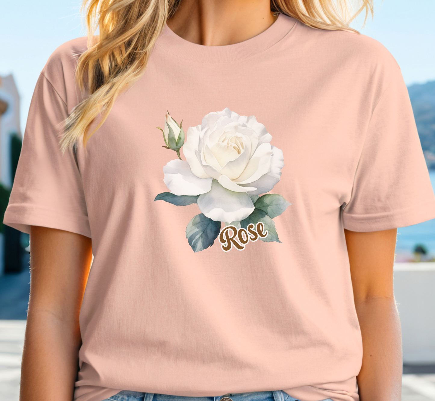 White Rose Flower T-Shirt, Women's Flower Lover Tee, Floral Shirt
