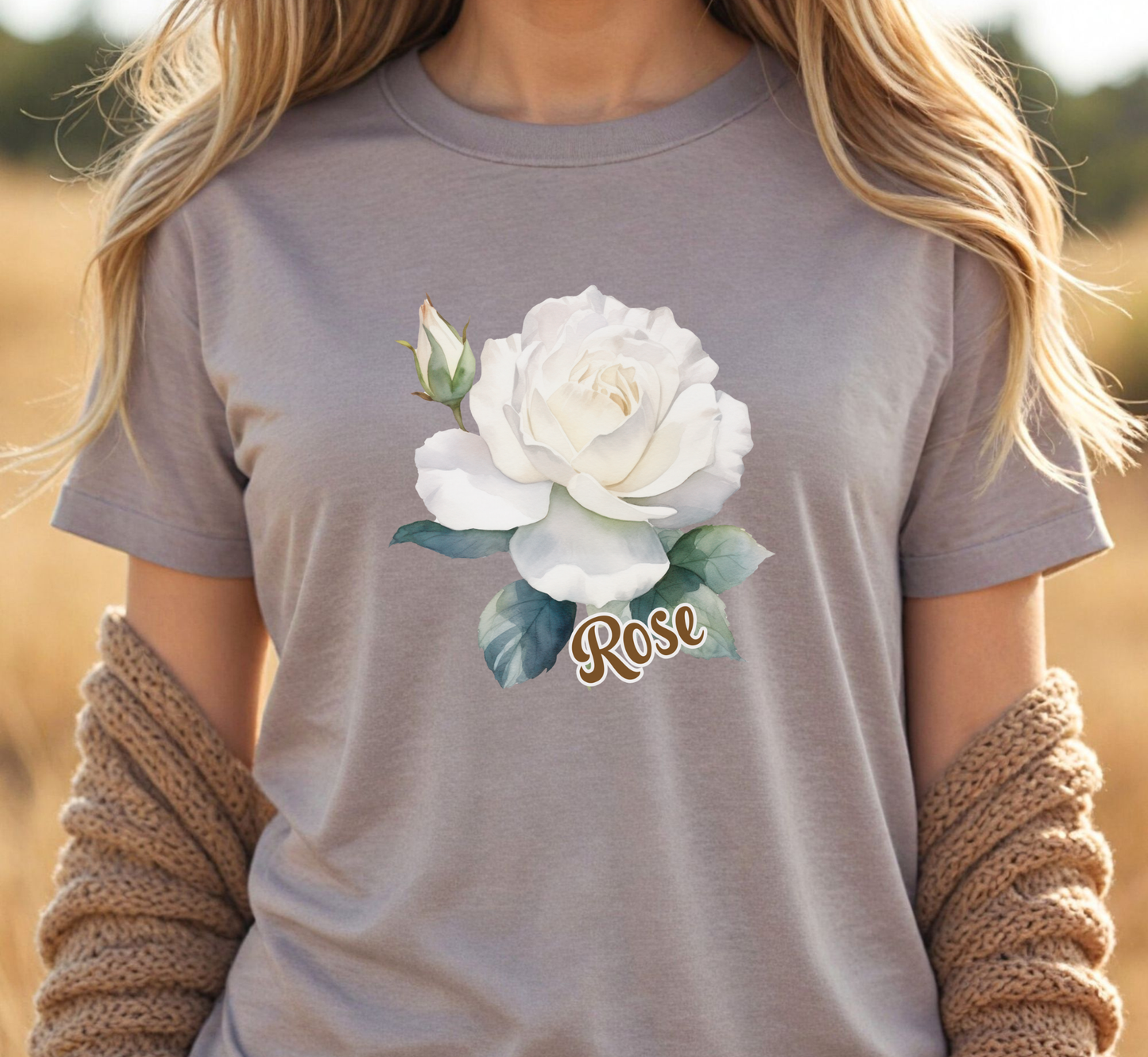 White Rose Flower T-Shirt, Women's Flower Lover Tee, Floral Shirt