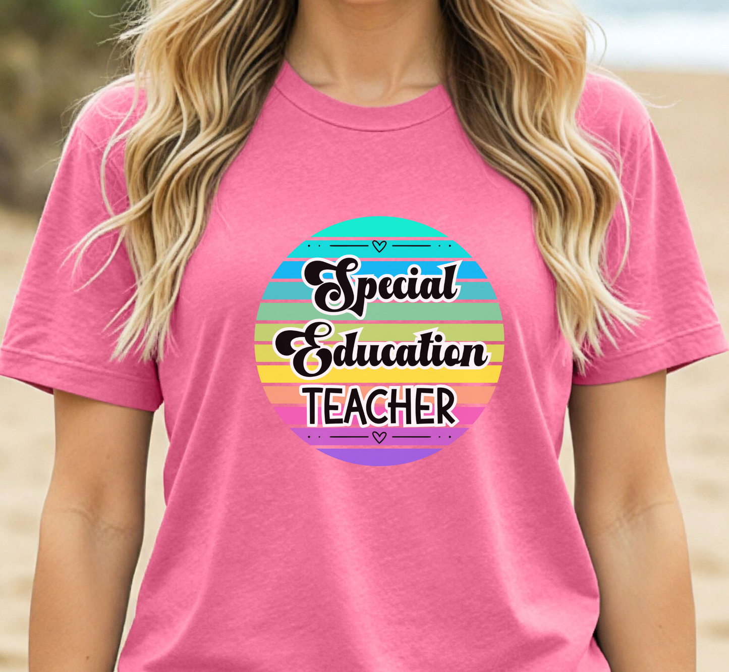 Retro Rainbow Special Education Teacher Tee, Elementary SPED Teacher T-Shirt, Middle School, High School