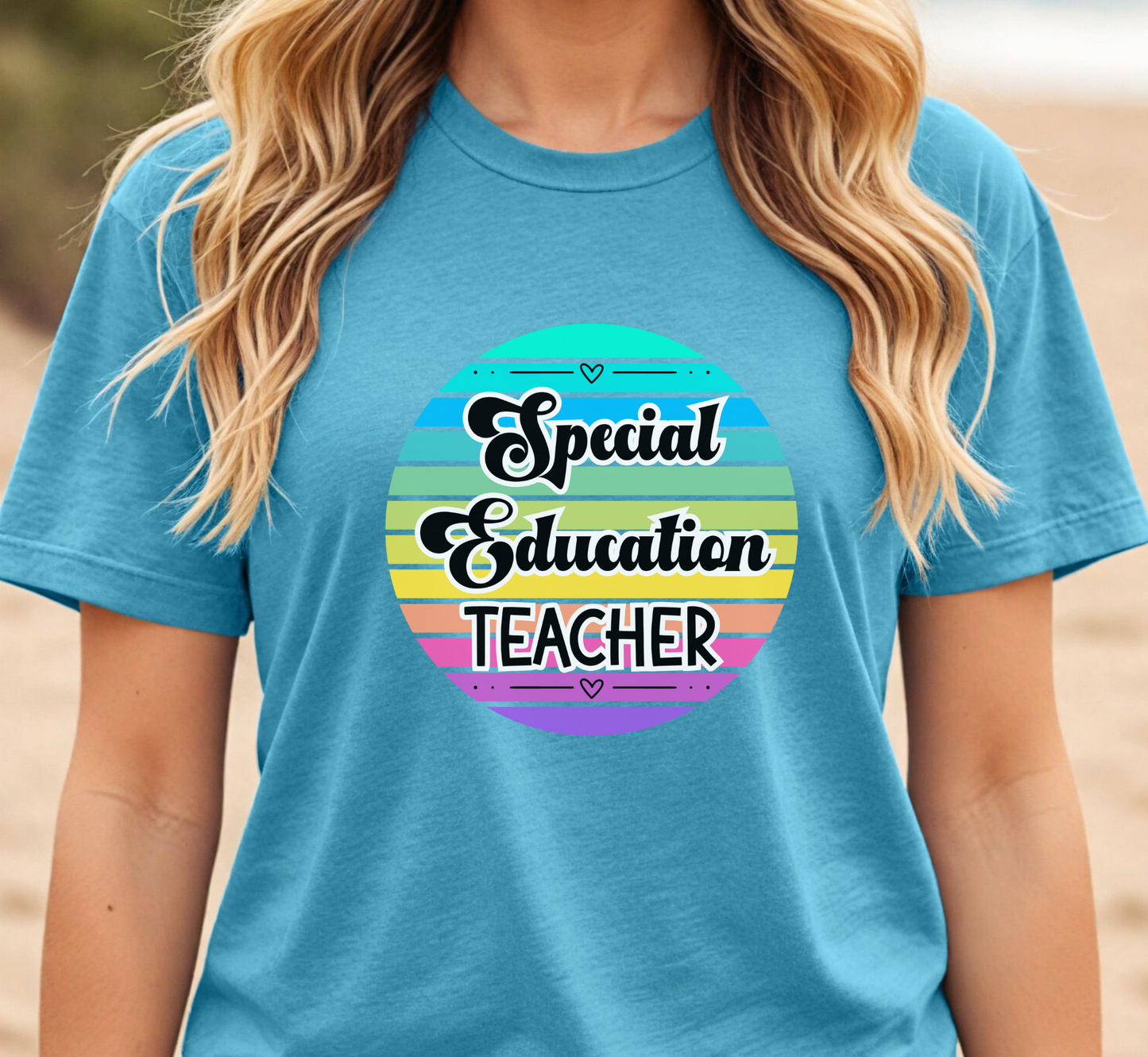 Retro Rainbow Special Education Teacher Tee, Elementary SPED Teacher T-Shirt, Middle School, High School