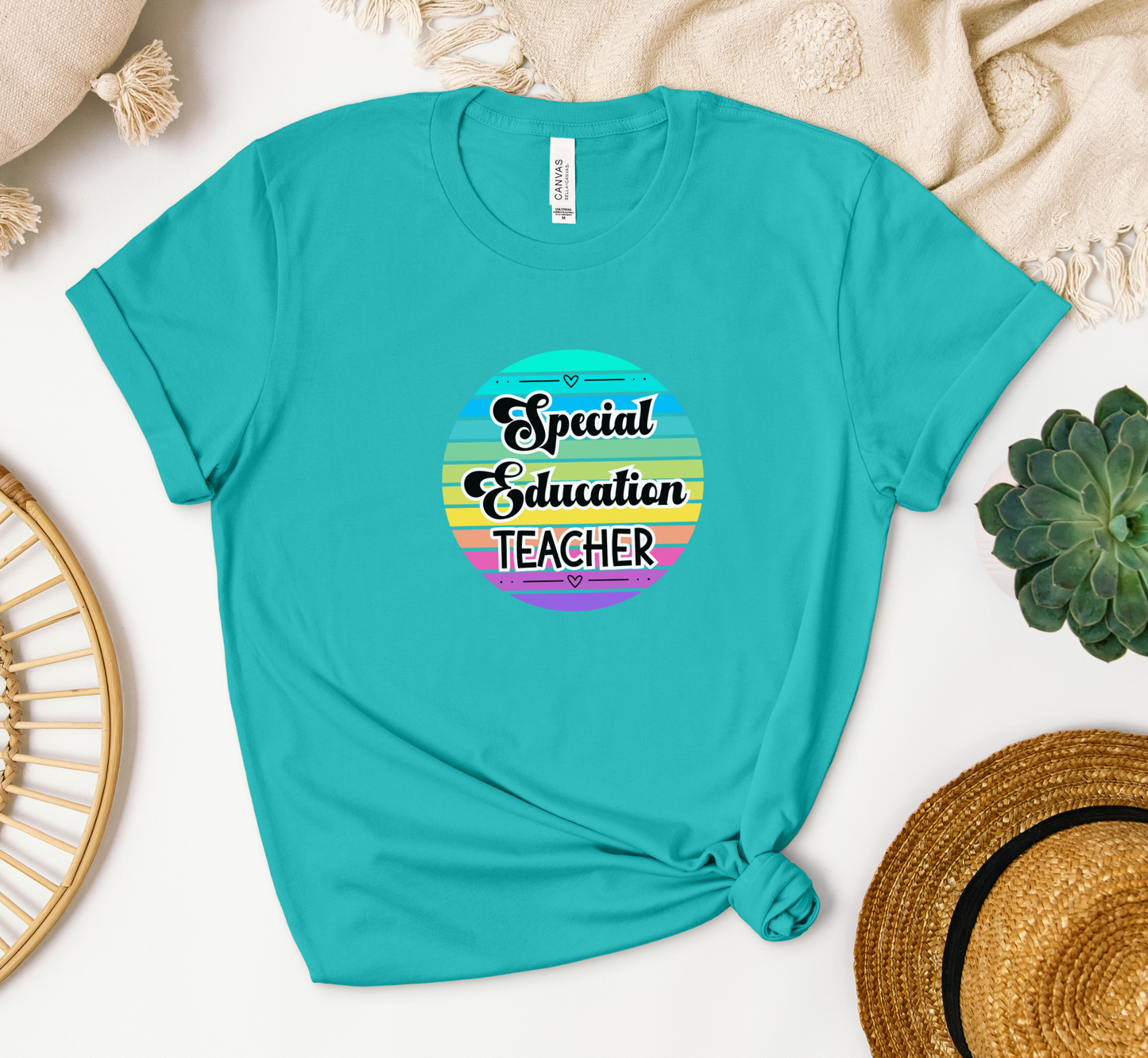 Retro Rainbow Special Education Teacher Tee, Elementary SPED Teacher T-Shirt, Middle School, High School